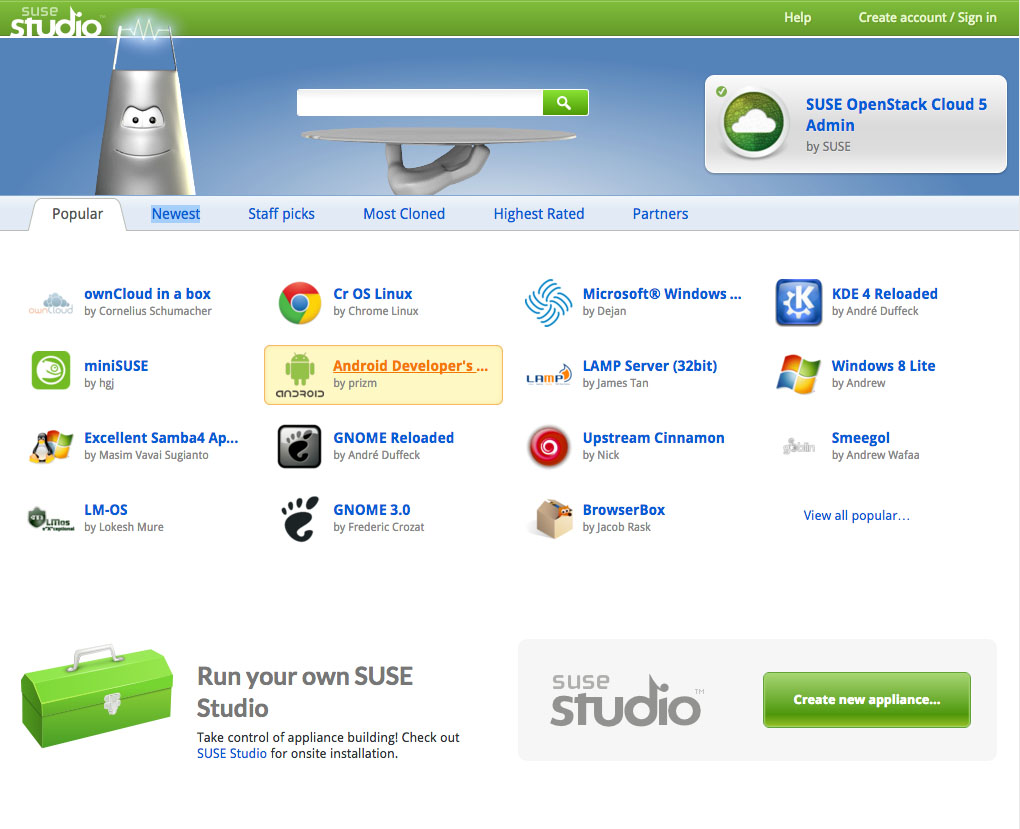 Browser box. SUSE Studio. SUSE Studio онлайн.