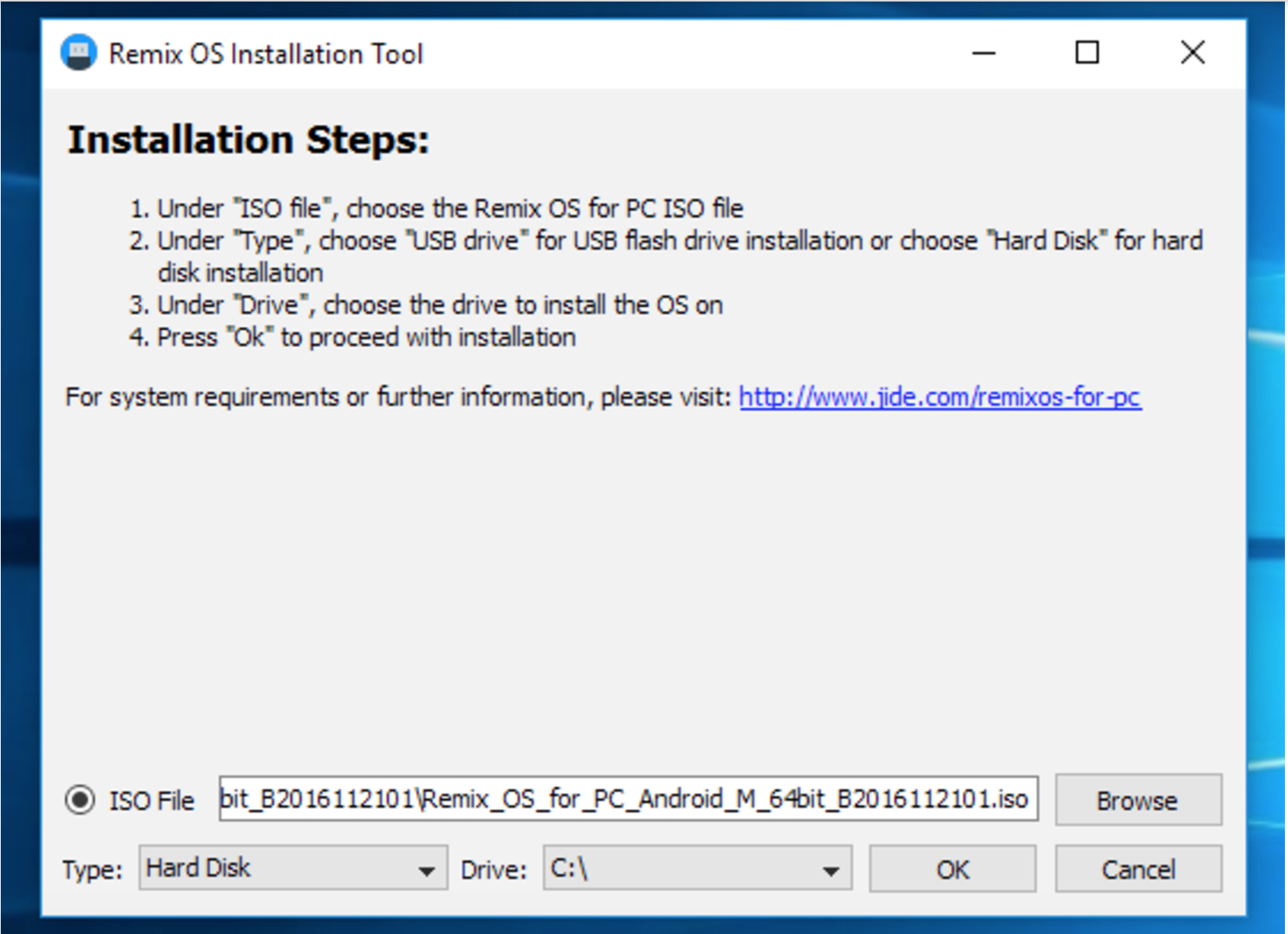 remix os installation tool stuck