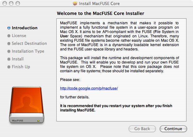 Installer core. MACFUSE.