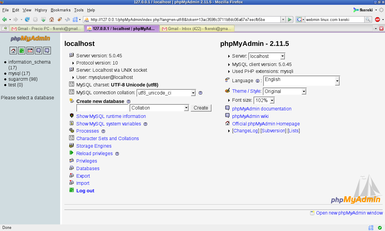 Php SQL Интерфейс. MYSQL управление. PHPMYADMIN logout.